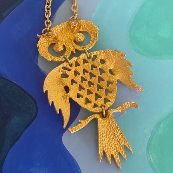 Vintage 1970’s Owl Necklace Retro - Picture 3 of 3